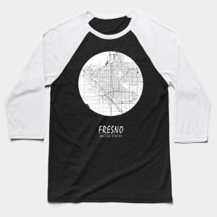 Fresno, California, USA City Map - Full Moon Baseball T-Shirt